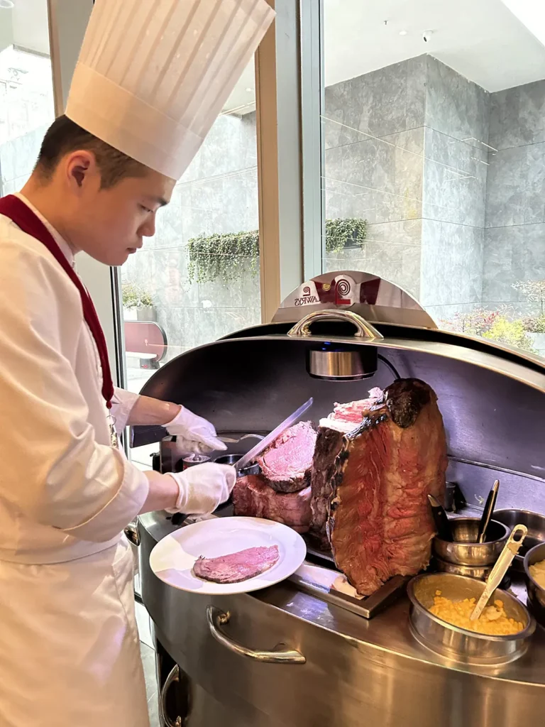 Chef slicing Prime Rib at Lawry's The Prime Rib in Shanghai