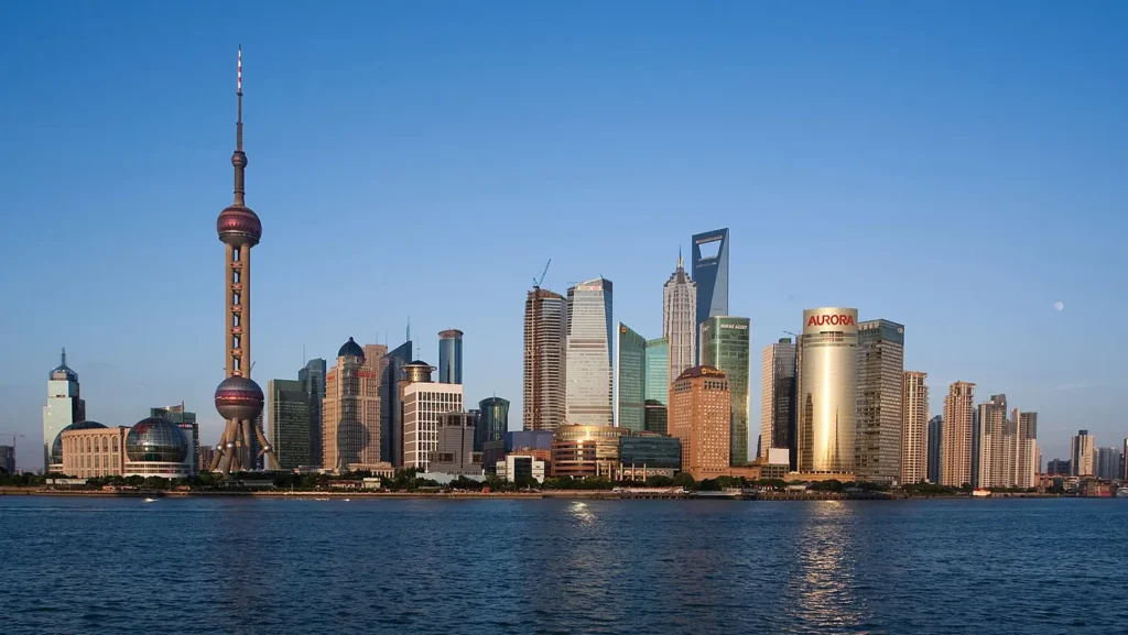 Shangai Pudong Skyline in late afternoon taken from The Bund - an essential part of any Shanghai 2-day itinerary