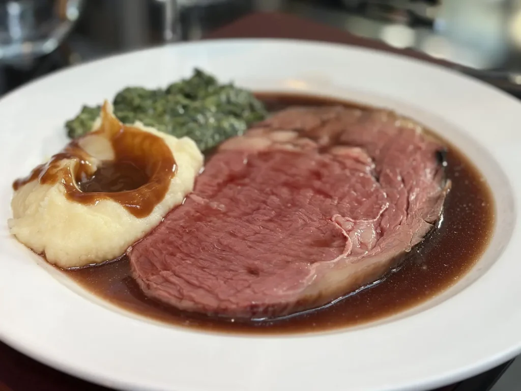 A plate of prime rib at Lawry's The Prime Rib in Shanghai