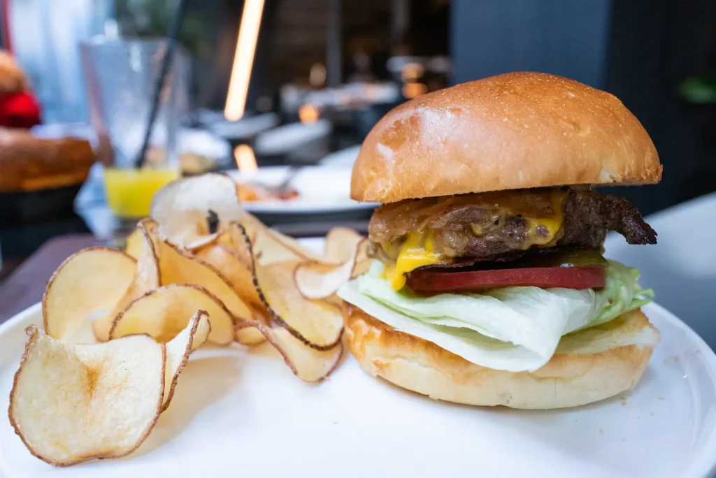 The burger at Lawry's The Prime Rib