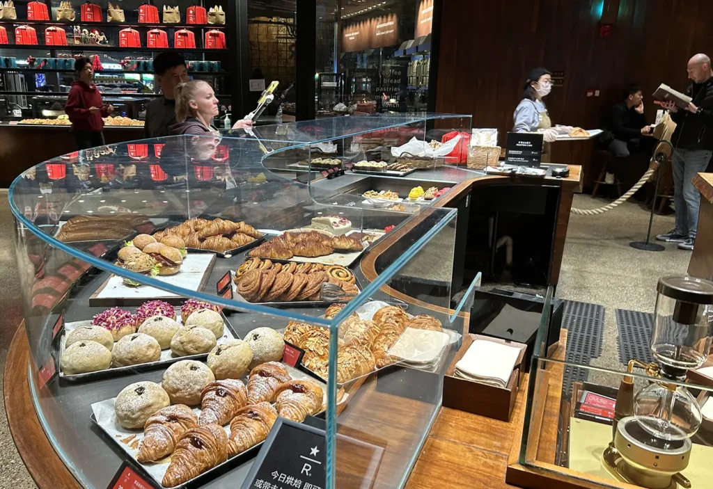 Bakery selection at the Starbucks Roastery in Shanghai