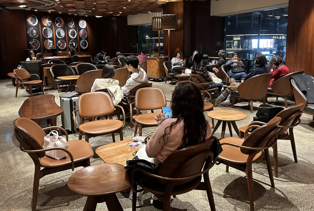 Lounge seating at the Starbucks Roastery in Taikoo Hui Shanghai