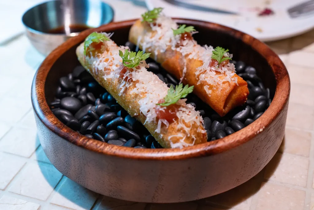 Vice Shanghai Duck Confit Cigars with fig jam
